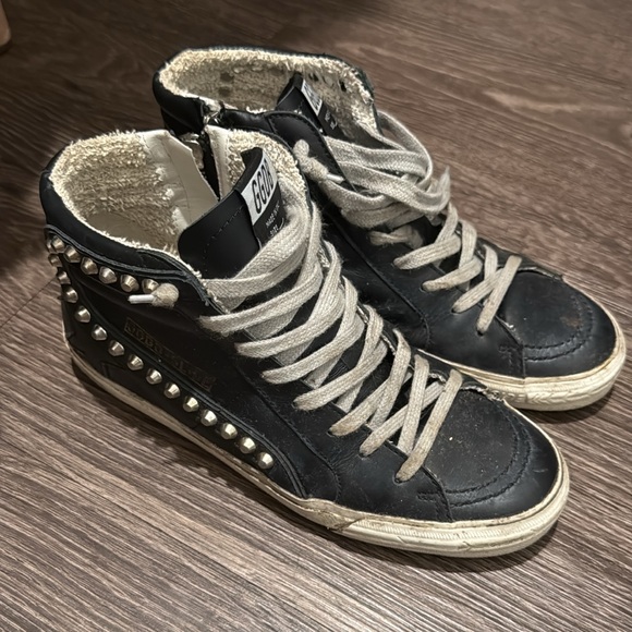Golden Goose Black and Silver Studded Sneakers - Picture 1 of 6